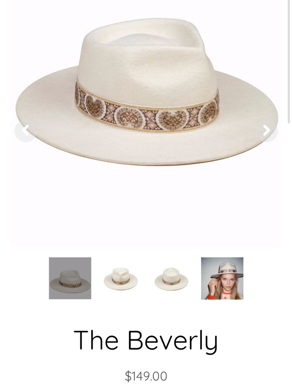 Lack Of Color Cream Wide-Brim Fedora with Decorative Band